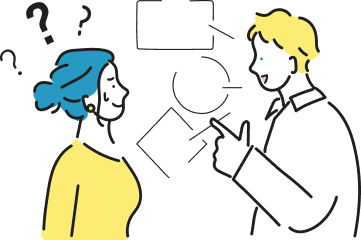 外国人スタッフとの言葉の壁に悩むイラスト